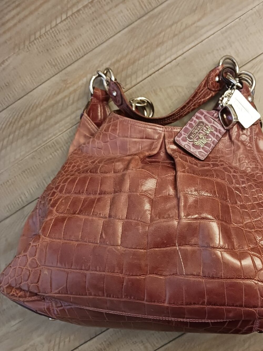 COACH Leather purse Croc Rose Purple boho stye - Picture 2 of 8